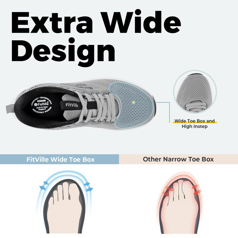 Wide Width Men’s Running Shoes with Arch Support and Cushioning