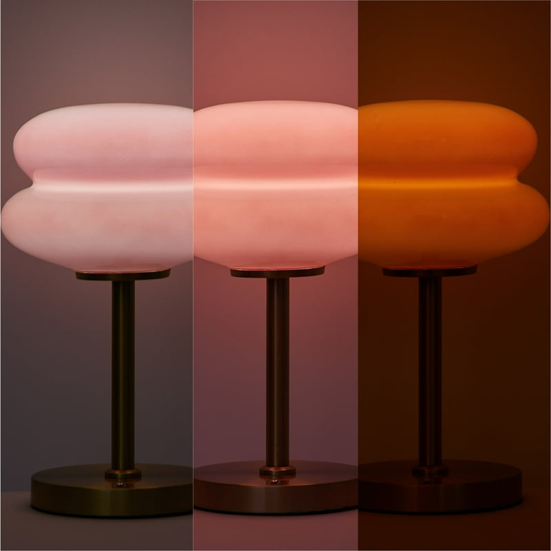 Pink Double Bubble Glass Table Lamp - Modern Nightstand Decor, 12.4in