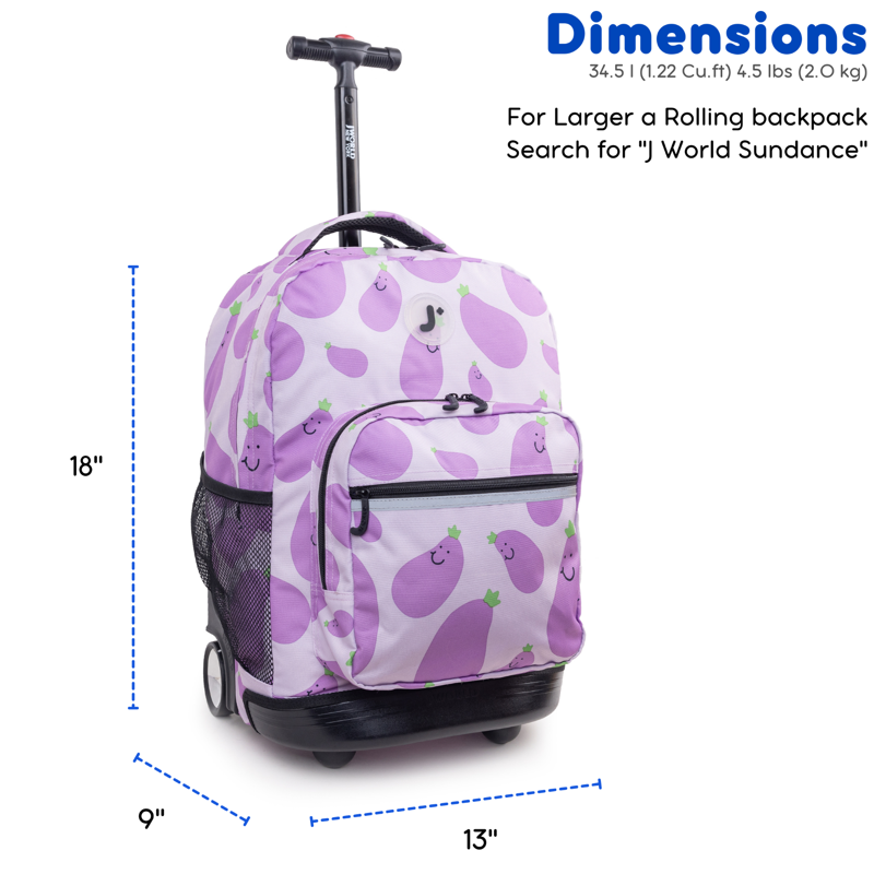 Unisex 18-Inch Rolling Backpack for School & Travel - Durable & Lightweight