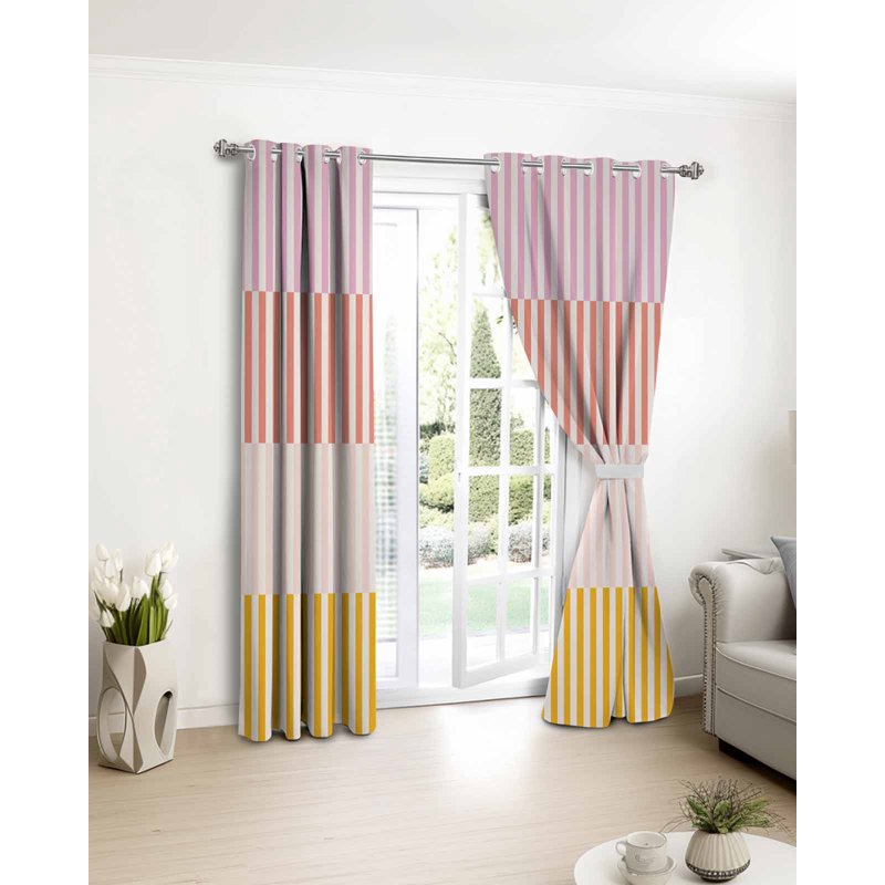 Colorful Stripe Blackout Curtains for Bedroom & Living Room - Thermal Insulated Drapes 52x63 Inches