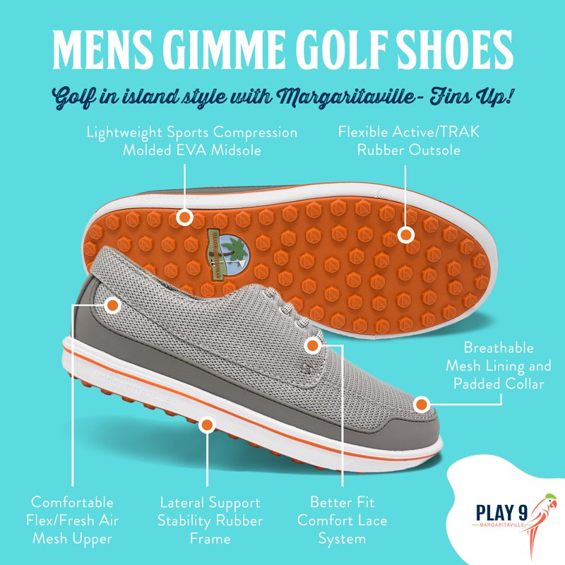 Gimmie Golf Shoes for Men Grey/Orange - Margaritaville Athletic Shoes, 11 (Variation: Grey/Orange)