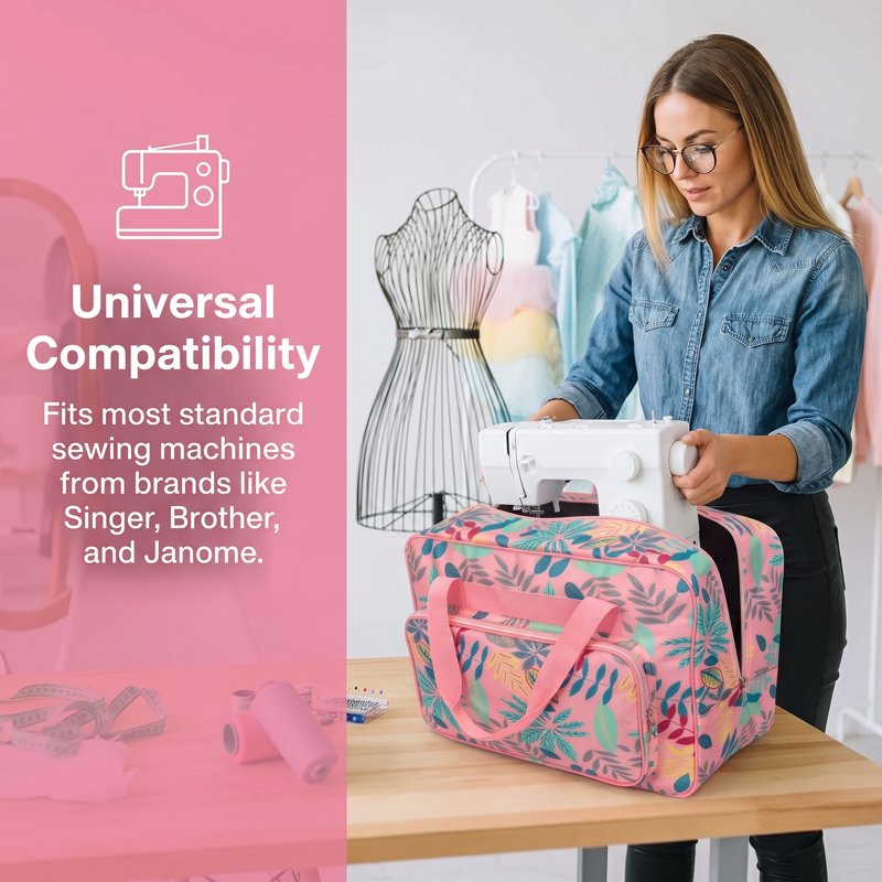 Universal Sewing Machine Carrying Case with Pockets Water-Resistant Organizer