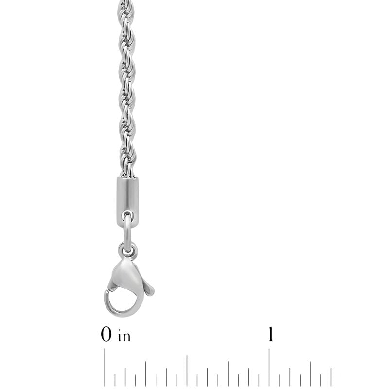 Men's Silver-Tone Stainless Steel Rope Chain Necklace 18 Inch