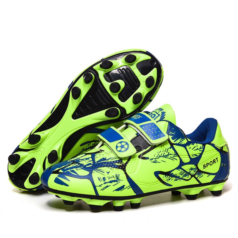 TrendOFT Kids Soccer Cleats Green 7-8 Years, Firm Ground Youth Football Shoes - A10 Green