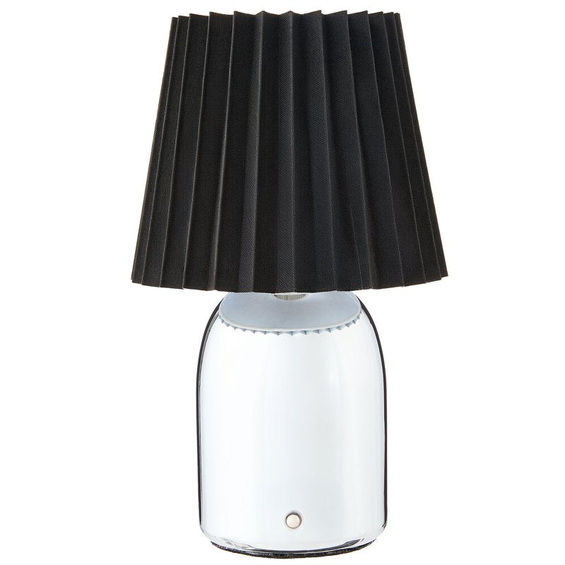 Rechargeable LED Portable Table Lamp with Touch Control - Chrome Finish, Black Linen Shade