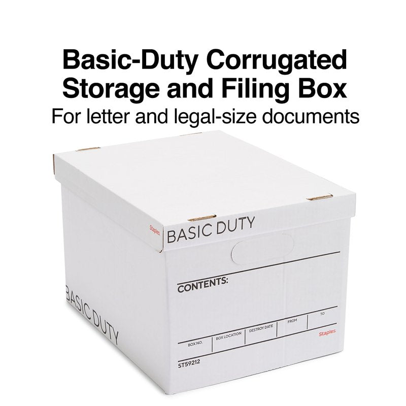 Corrugated File Storage Box with Lift-Off Lid 20 Pack for Letter & Legal Size Documents