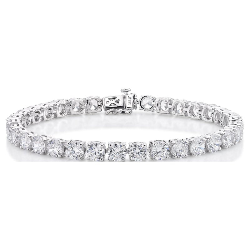 Sterling Silver Tennis Bracelet with Simulated White Diamonds - 7.25"