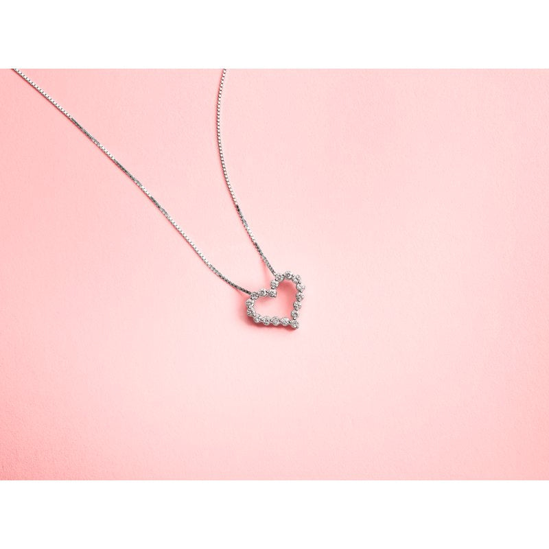 Lab Grown Diamond Heart Pendant Necklace for Women in Silver 1/4 Ct - 18"