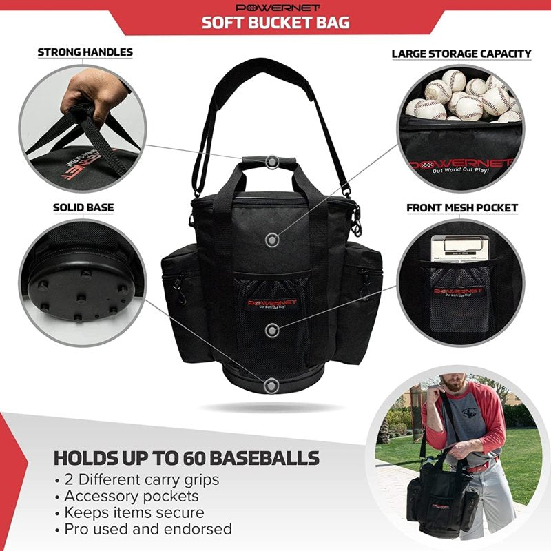 Softball & Baseball Gear Carry Bag with Pockets & Shoulder Strap