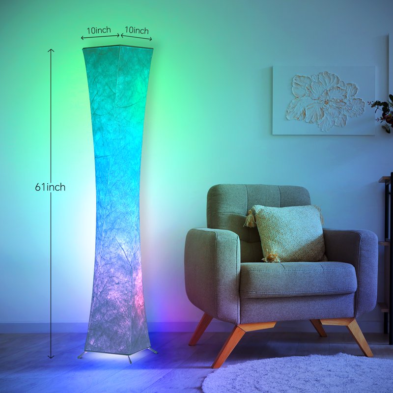RGB Floor Lamp 61 Inch Tall with Remote & App Control - Color Changing LED for Living Room Bedroom Game Room