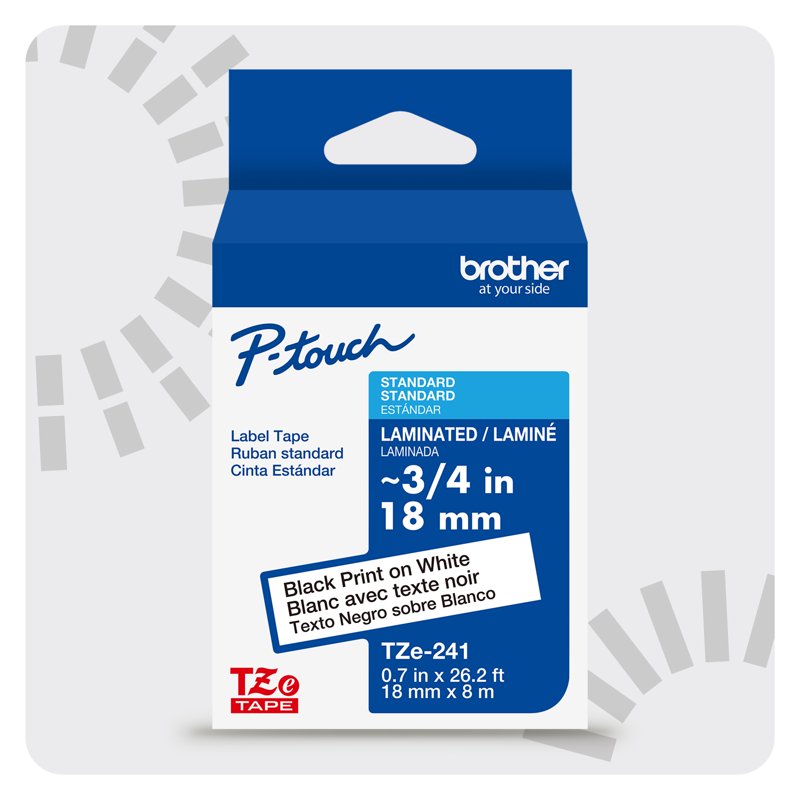 Brother Black on White Laminated Label Tape 3/4in x 26ft for Label Makers
