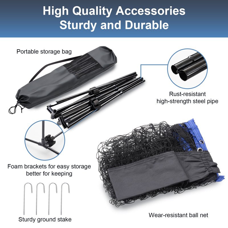 Adjustable Badminton Net with Carry Bag - Indoor & Outdoor Sports Equipment