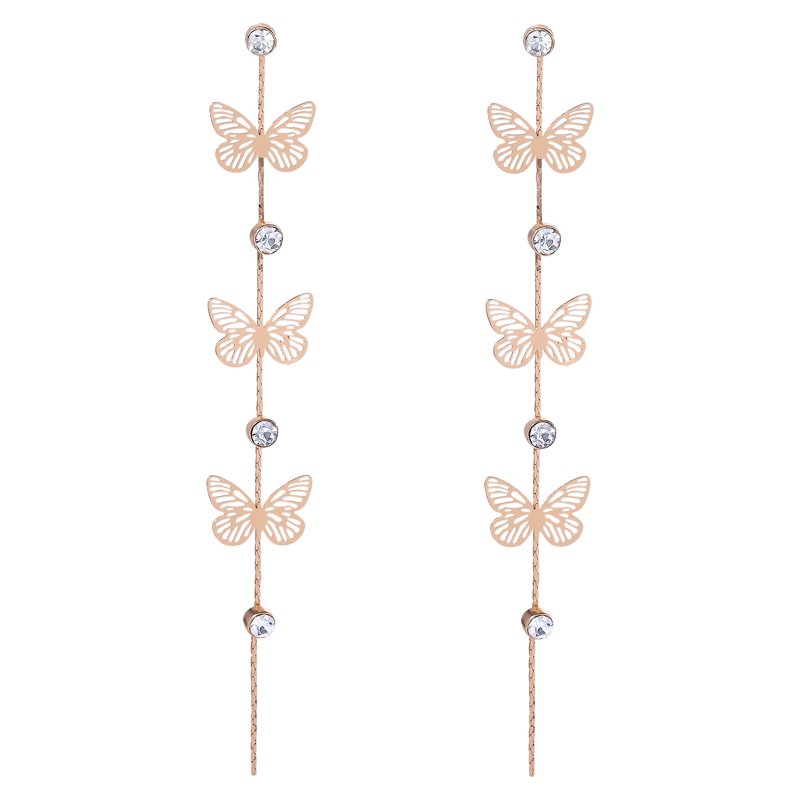Jessica Simpson Women's Butterfly Drop Earrings - Gold-Tone with Rhinestones