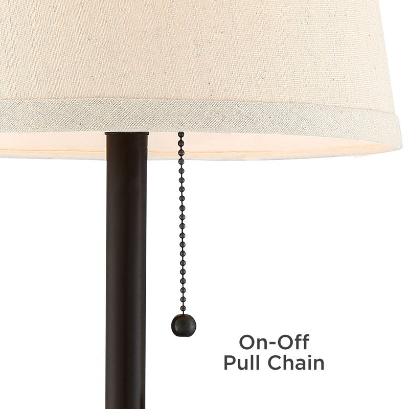 Modern Desk Lamp with USB Charging and Power Outlet - Bronze Metal 20in