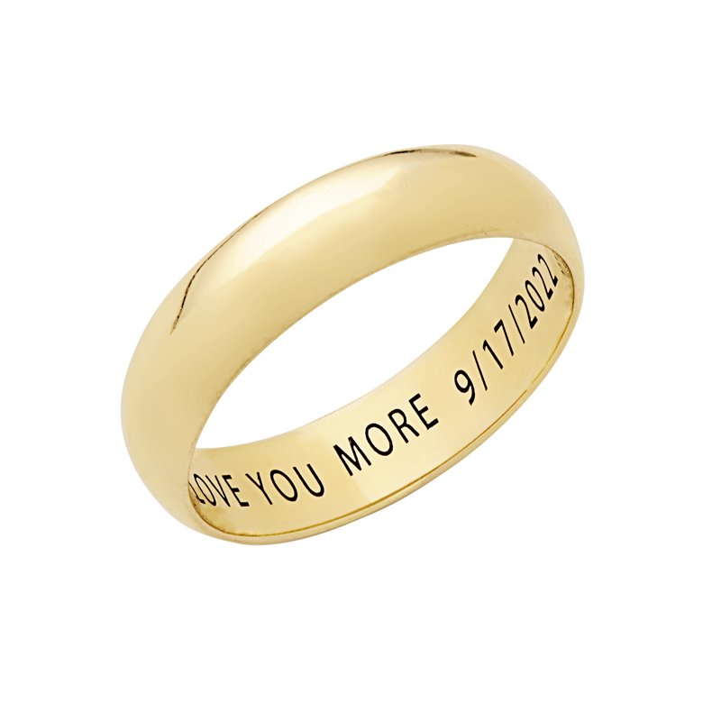 Personalized Bridal Wedding Band - 14K Gold Over Sterling Silver, Engraved, 5mm