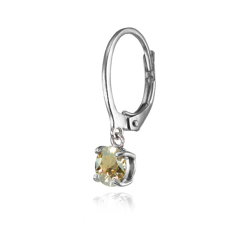 Sterling Silver Gold Shadow 6mm Swarovski Crystal Dangle Earrings