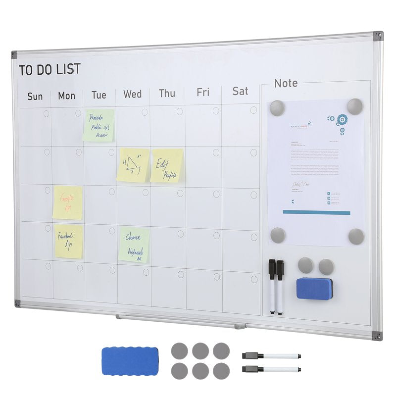 Magnetic Whiteboard Calendar 36x24 Inch Wall Planner with Markers & Eraser