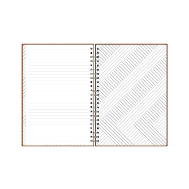 Tan Faux Leather Notebook 5.75x8.5 with Wire Binding, Travel-Friendly Journal