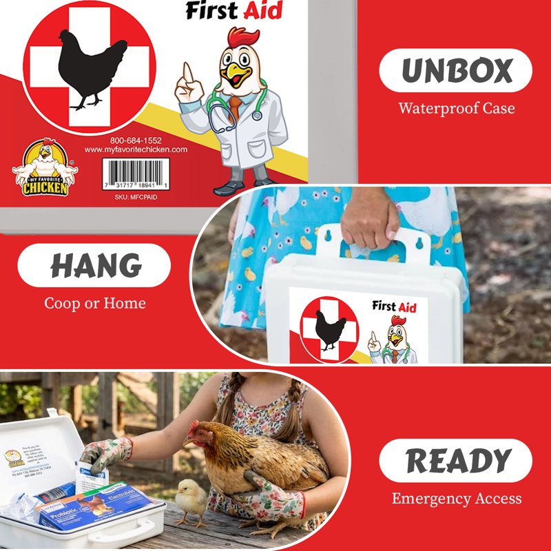 Poultry First Aid Kit for Backyard Chickens with Medical Supplies - Waterproof Case