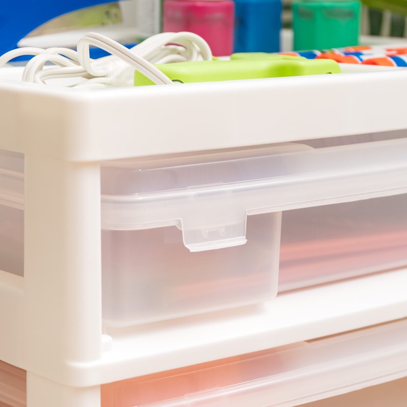 Scrapbook Storage Cart with 5 Removable Cases & Organizer Top - White