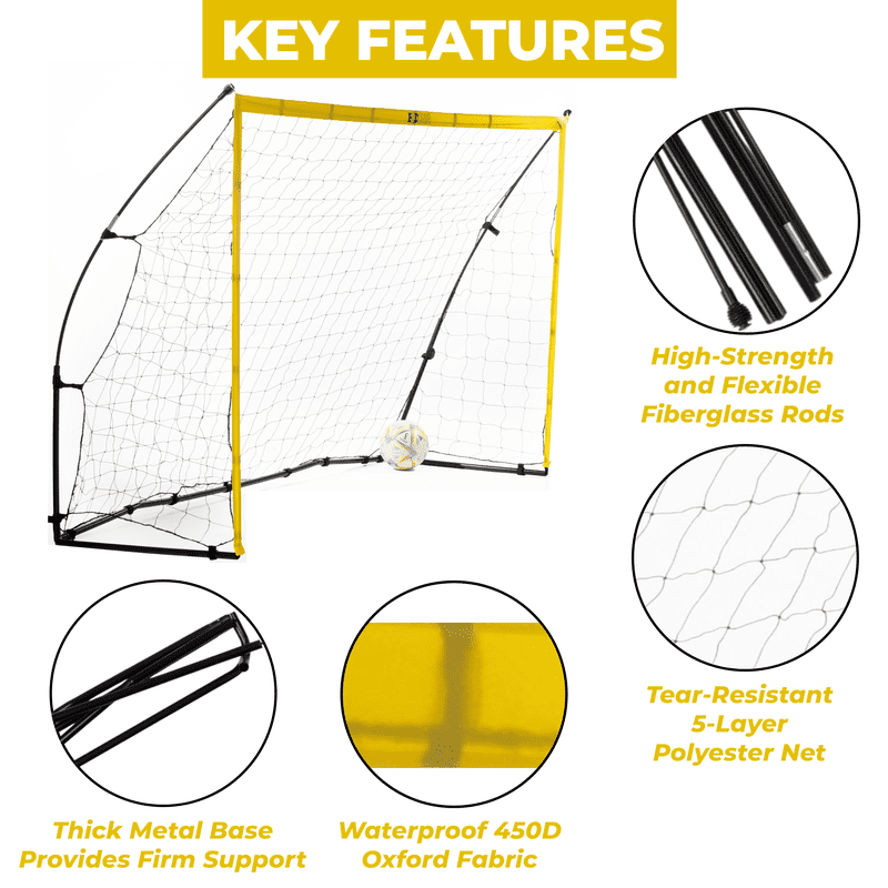 ELDONYA 8'x5' Soccer Goal – Heavy Duty Portable Pop Up Net with Stakes & Carry Bag