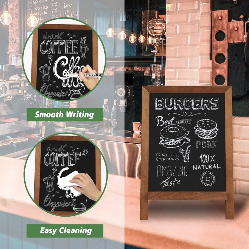Small 10x14 Inch Magnetic Chalkboard Sign with Wooden Frame for Wedding & Kitchen