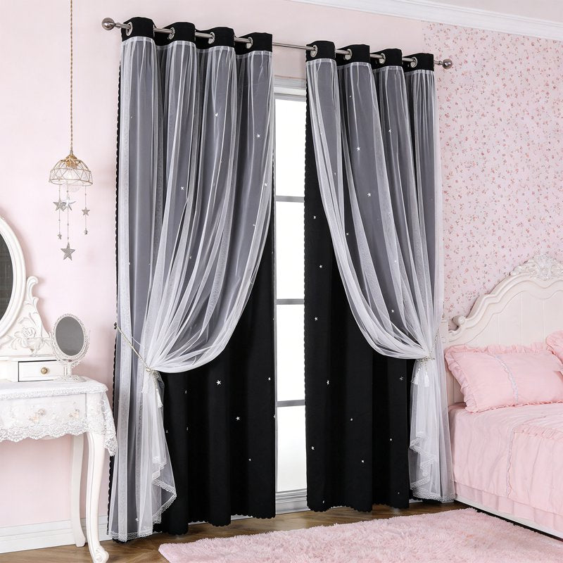 Blackout & Sheer Double Layer Curtains - Thermal Insulated Drapes for Bedroom & Living Room