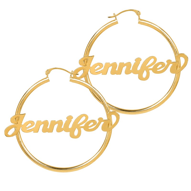 Personalized Script Name Hoop Earrings - Custom Name Pendant Jewelry