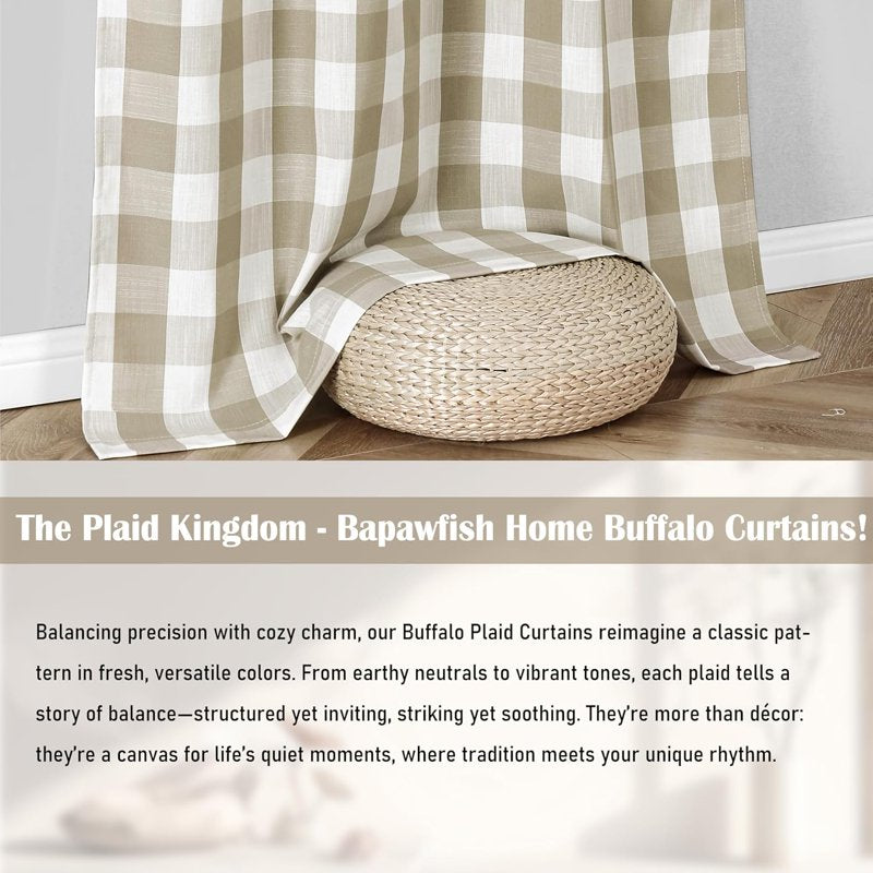 Buffalo Plaid Window Curtain Panels - Rustic Farmhouse Style 40x63 Inches