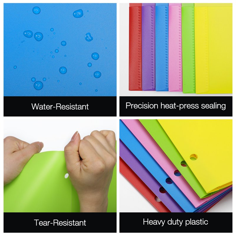 Multicolor 12-Pack Durable Plastic Pocket Folders with 3-Hole Punch, Letter Size