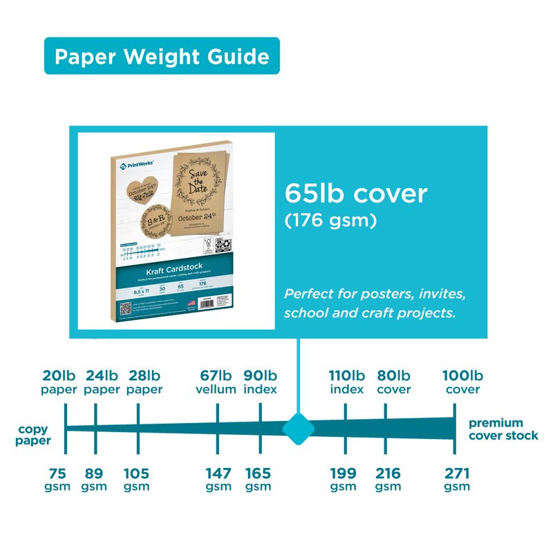 Heavyweight Kraft Cardstock Sheets 8.5 x 11 Inches - 30 Pack for Crafts & Invitations