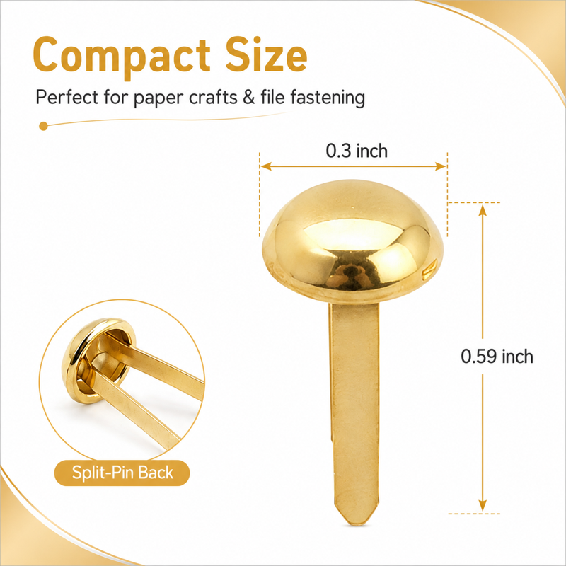 Metal Paper Fasteners for Crafts & Scrapbooking - 500 Pieces