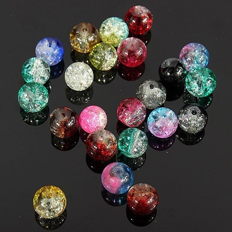 Multicolor Crack Crystal Glass Beads - 100 Pcs DIY Jewelry Craft Supplies