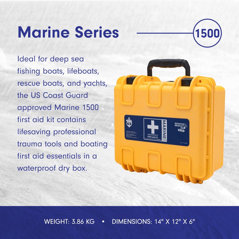 Marine First Aid Kit - Waterproof 1500 Emergency Medical Supply