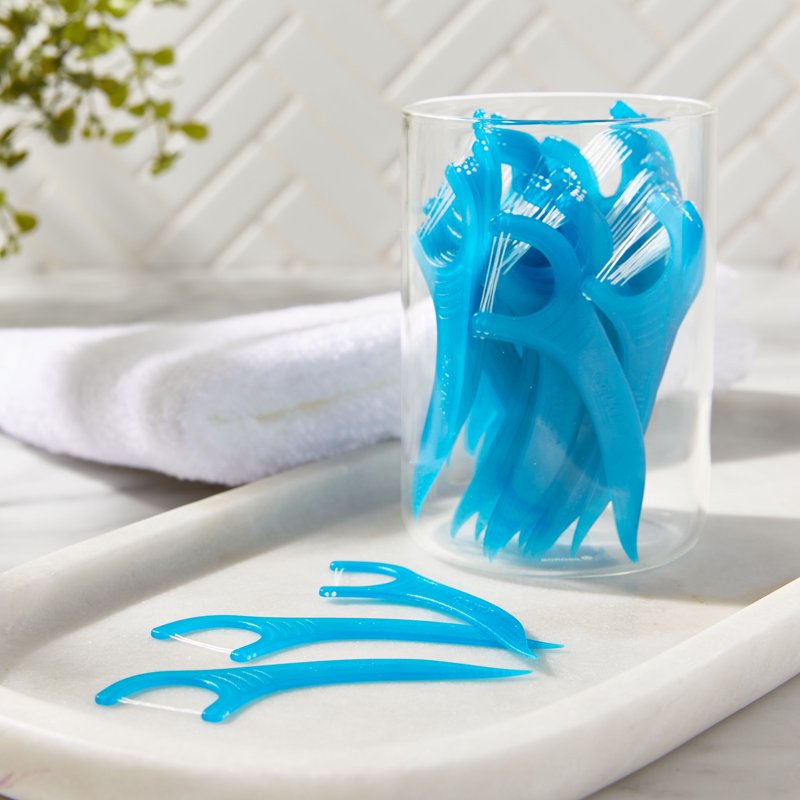 Dental Floss Picks with Mint Flavor 75 Count - Dual-Strip, Gum Stimulator