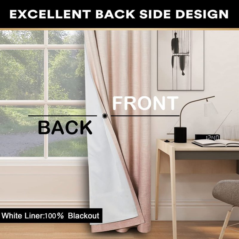 Blackout Window Curtains Two Tone Gradient Grommet Panels for Bedroom Living Room