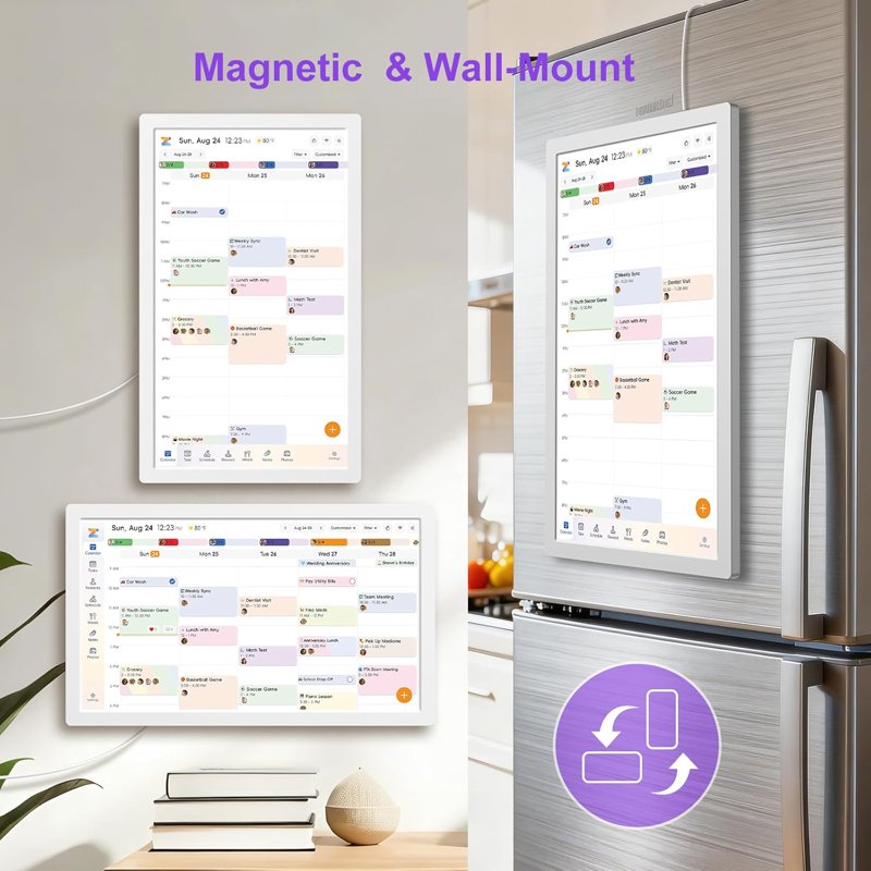 Digital Wall Calendar & Chore Chart 15.6-Inch Touchscreen Family Organizer