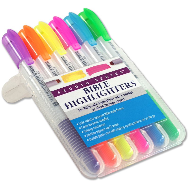 Bible Highlighters Set - Waxy, Non-Bleed, Color-Coded for Bible Study