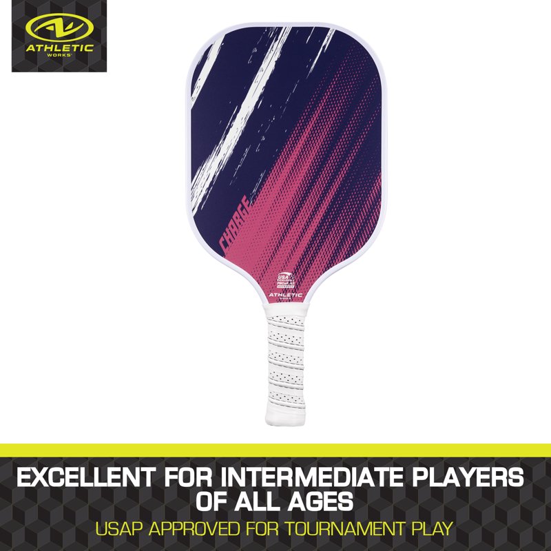 Athletic Works Charge Fiberglass Pickleball Paddle – Pink (Variation: Pink, Navy, White, Single)