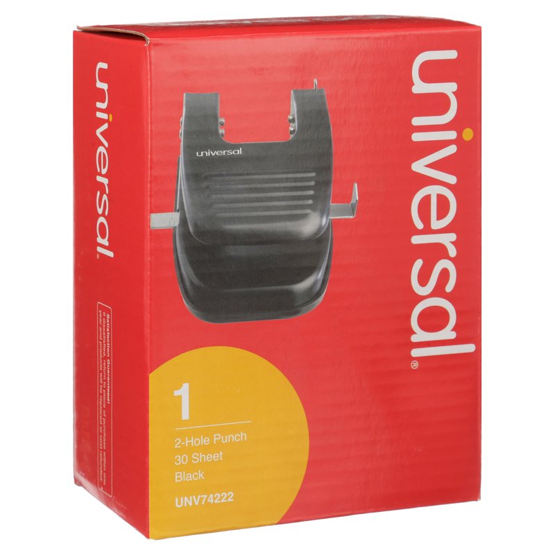 Universal 30-Sheet Two-Hole Punch 9/32 Inch Holes Black Office Paper Punch