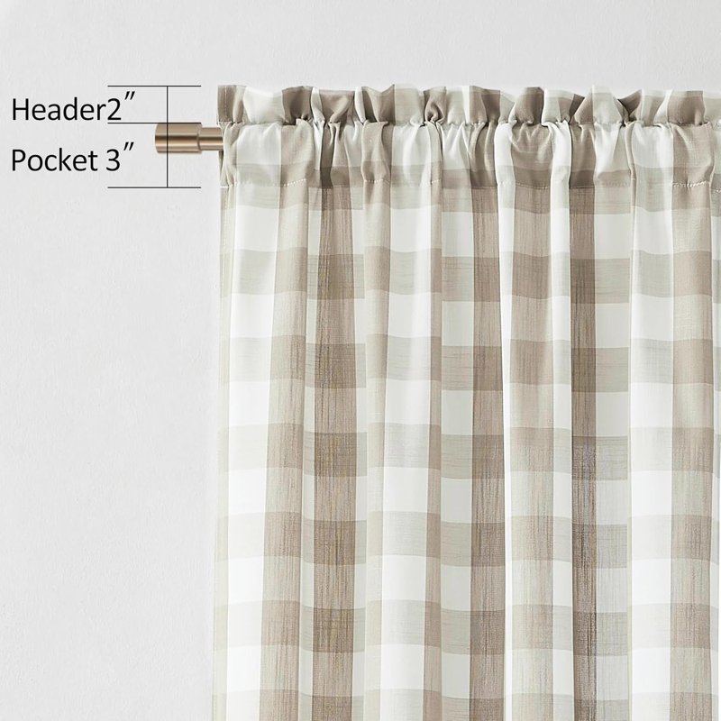 Buffalo Plaid Window Curtain Panels - Rustic Farmhouse Style 40x63 Inches