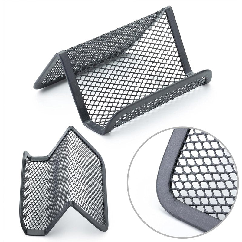 Metal Mesh Business Card Holders Set of 3 Desk Organizer