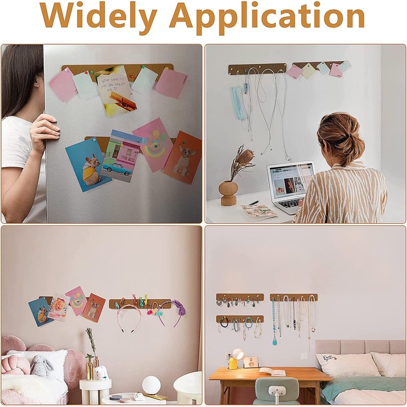 Self-Adhesive Felt Cork Boards 5-Pack with Push Pins for Office & Home