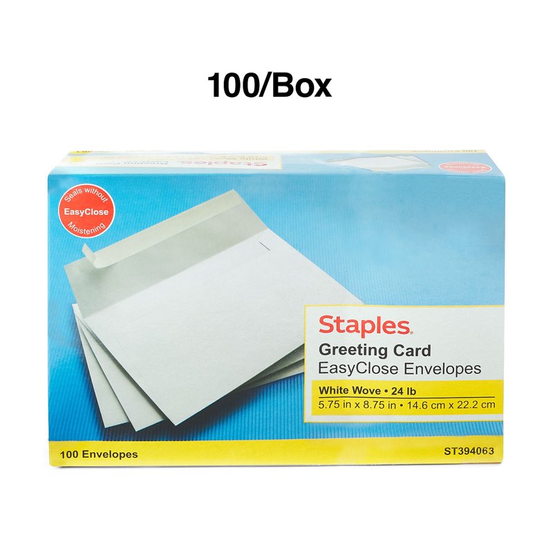 White Wove Invitation Envelopes 5.75 x 8.75 Inches - EasyClose Flap, 100 Pack