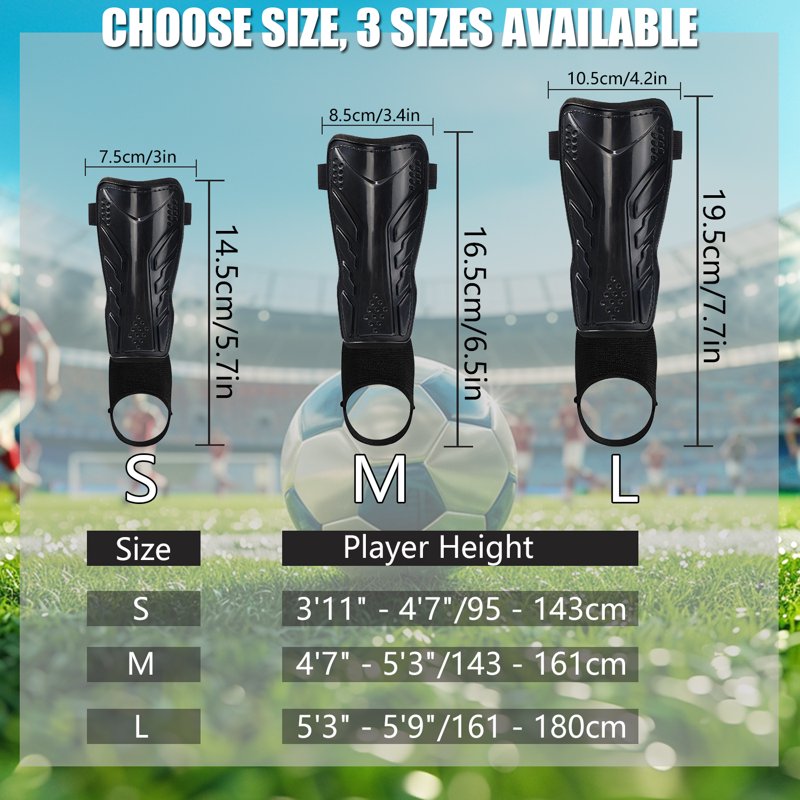 BTideas Soccer Shin Guards Sleeves with Ankle Protection, Adjustable Strap - S (3'11"–4'7")
