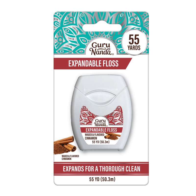 Dental Floss - Expandable Waxed Floss with Cinnamon Flavor, 55 Yards