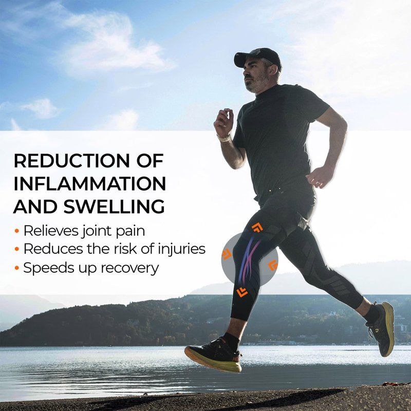 Full Leg Compression Sleeves for Running Hiking Cycling Fitness Knee Brace - Black, Size M