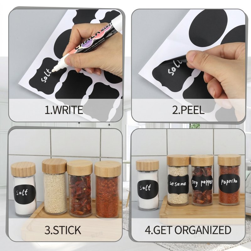 Waterproof PVC Chalk Label Stickers for Kitchen Pantry & Classroom Organization - 480 pcs