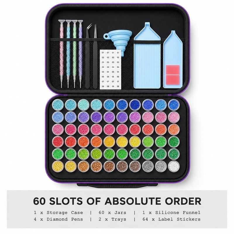 Diamond Art Storage Box with 60 Compartments Portable Bead Organizer