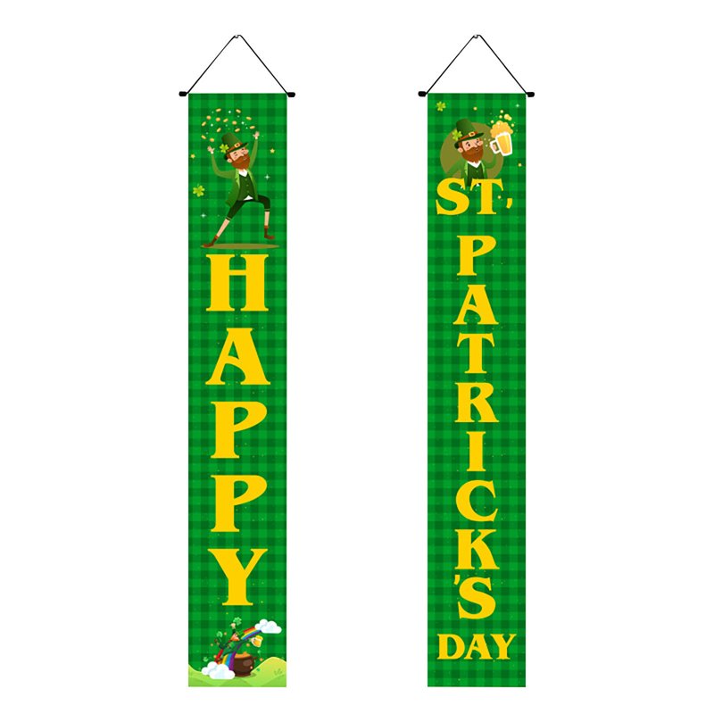 St. Patrick's Day Door Porch Banner Irish Shamrock Welcome Outdoor Decor